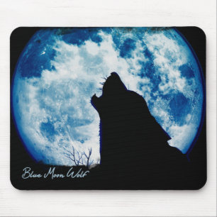 Blue Moon Wolf Mouse Pad