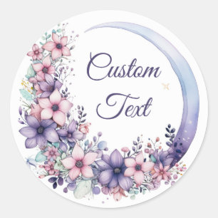 Blue Moon Wreath Classic Round Sticker