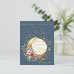 Blue Moonflower Floral Wedding Invitation