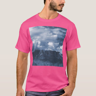 Blue Moonlight Fantasy Rugged Mountains With Drama T-Shirt