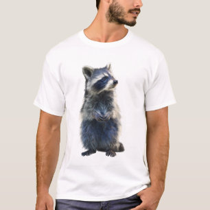 Blue Moonlit Furry Racoon Standing Men T-Shirt