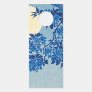 Blue Moonlit Tree: Japanese Cherry Blossom Night Door Hanger