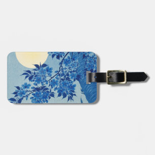 Blue Moonlit Tree: Japanese Cherry Blossom Night Luggage Tag