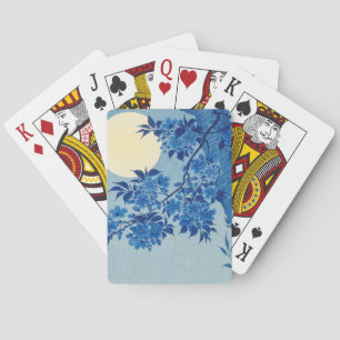 Blue Moonlit Tree: Japanese Cherry Blossom Night Playing Cards