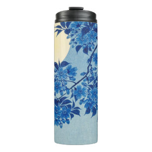 Blue Moonlit Tree: Japanese Cherry Blossom Night Thermal Tumbler