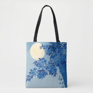 Blue Moonlit Tree: Japanese Cherry Blossom Night Tote Bag