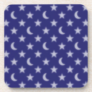 Blue moons and stars pattern coaster