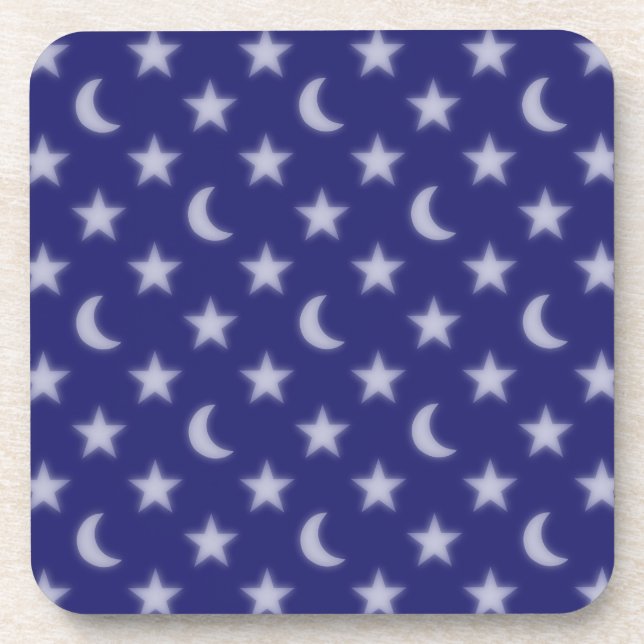 Blue moons and stars pattern coaster (Front)