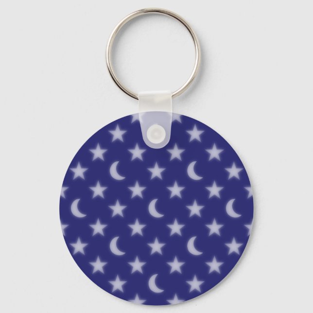 Blue moons and stars pattern key ring (Front)
