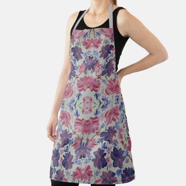 Blue Moons Floral Apron (Insitu)