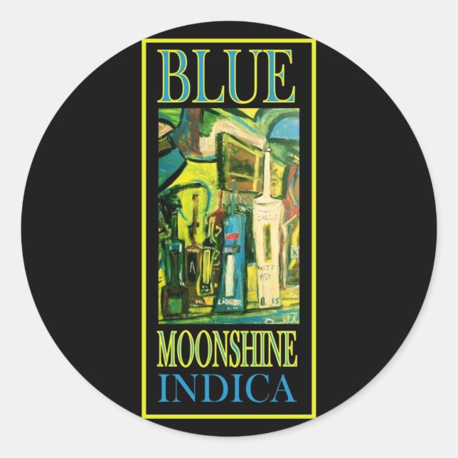 BLUE MOONSHINE INDICA CLASSIC ROUND STICKER (Front)