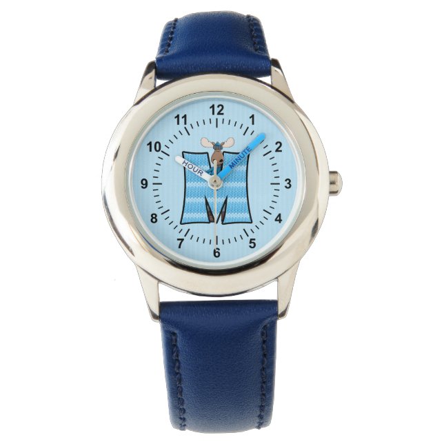 Blue Moose Letter "M" Boys Monogram Watch (Front)