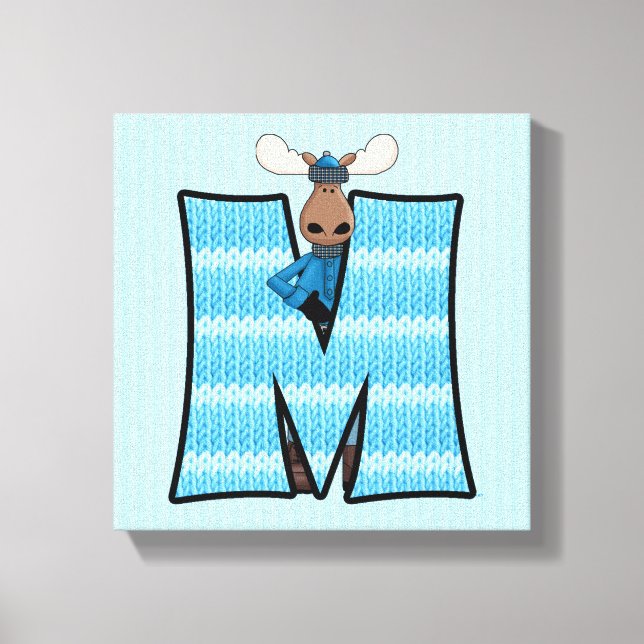 Blue Moose Monogram BIG Letter M Canvas Print (Front)