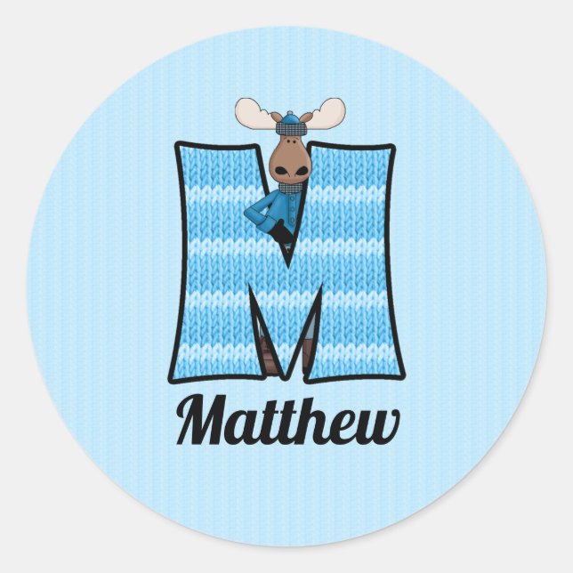 Blue Moose Monogram "M" Personalised Stickers (Front)