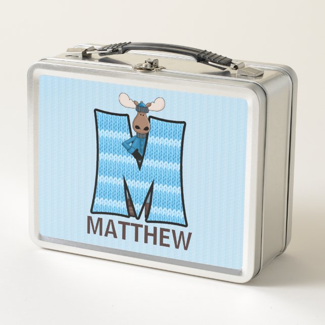 Blue Moose Monogrammed Letter M Kids Metal Lunch B Metal Lunch Box (Front)