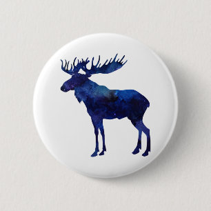 Blue Moose Silhouette 6 Cm Round Badge