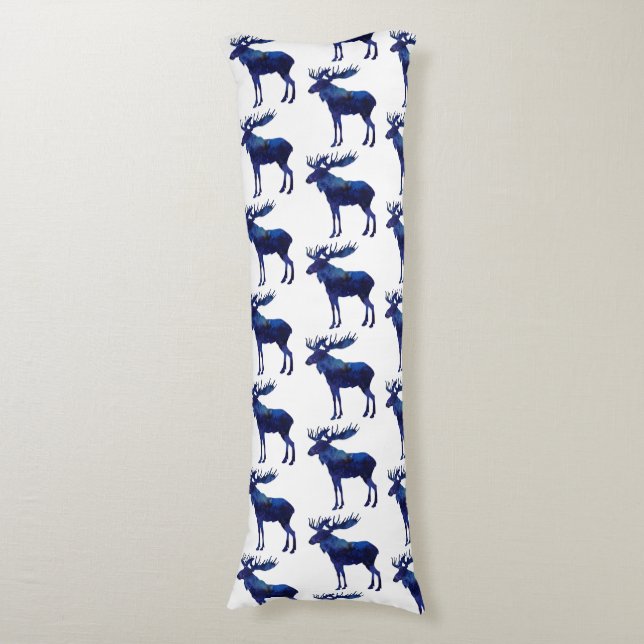 Blue Moose Silhouette Pattern Body Cushion (Front Vertical)