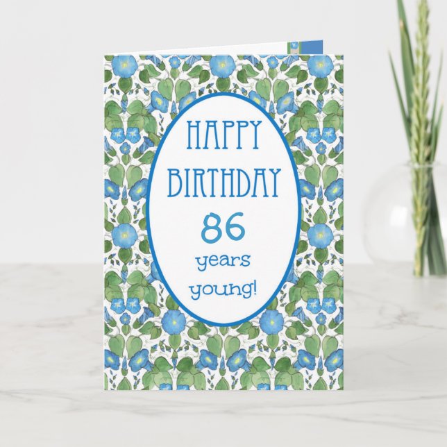 Blue Morning Glory, Age-specific Birthday Card (Front)