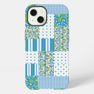 Blue Morning Glory Faux Patchwork iPad Case