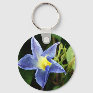 Blue Morning Glory Flower Key Ring