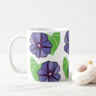 Blue Morning Glory Flowers Floral Coffee Mug