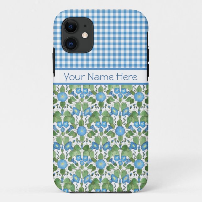 Blue Morning Glory Gingham iPhone 5/5s Xtreme Case (Back)
