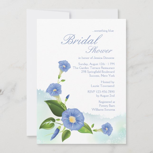 Blue Morning Glory Invitation (Front)