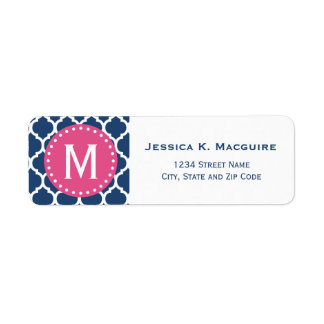 Blue Moroccan Lattice Pink Monogram Frame