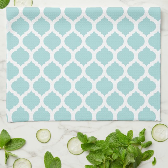 Blue Moroccan Pattern Kitchen Towels (Folded)