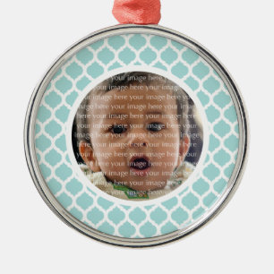 Blue Moroccan Pattern Photo Ornament