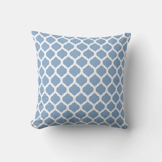Blue Moroccan Pattern Throw Pillow (Front)