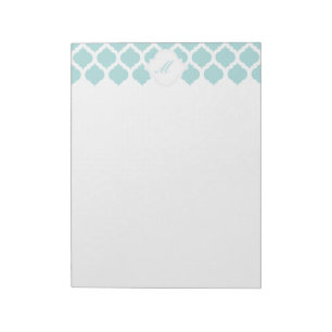 Blue Moroccan Pattern with Monogram Notepad
