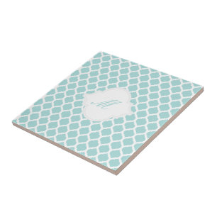 Blue Moroccan Pattern with Monogram Tile Trivet