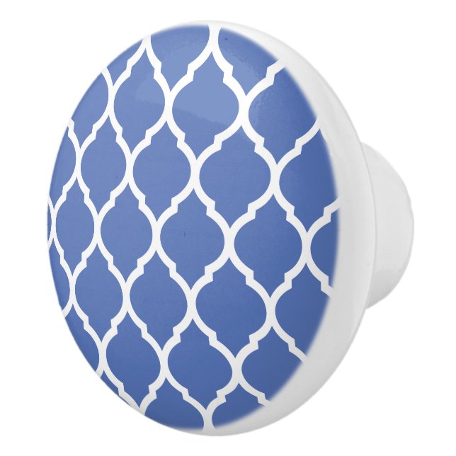 Blue Moroccan Quatrefoil Ceramic Knob (Right)