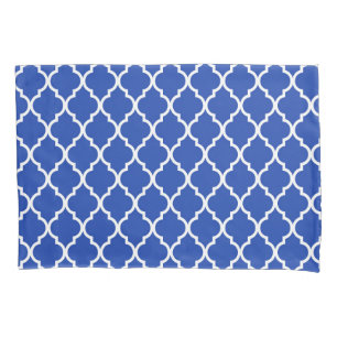 Blue Moroccan Quatrefoil Lattice Pattern Pillowcase