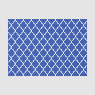 Blue Moroccan Quatrefoil Lattice Pattern Tissue Paper