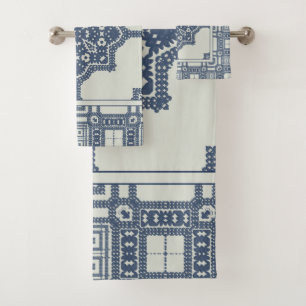 Blue Moroccan Tile   Bath Towel Set