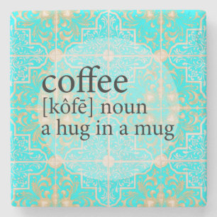 Blue Moroccan Tile Coffee Hug in a Mug Stone Coaster