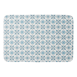 Blue Moroccan Tile Pattern Bath Mat
