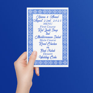 Blue Moroccan Tiles Wedding Menu