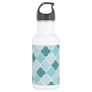 Blue Moroccan Trellis, Latticework, Quatrefoil 532 Ml Water Bottle