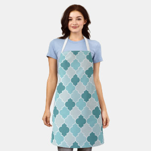 Blue Moroccan Trellis, Latticework, Quatrefoil Apron