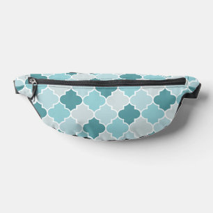 Blue Moroccan Trellis, Latticework, Quatrefoil Bum Bags