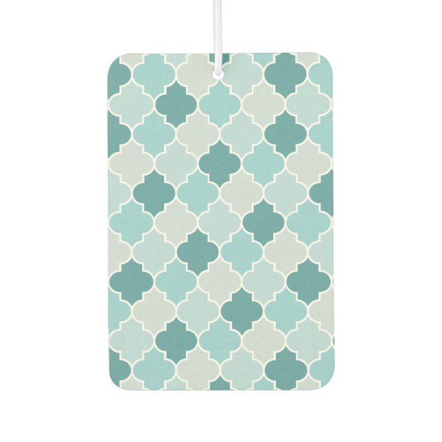 Blue Moroccan Trellis, Latticework, Quatrefoil Car Air Freshener (Front)