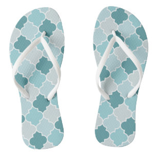 Blue Moroccan Trellis, Latticework, Quatrefoil Jandals