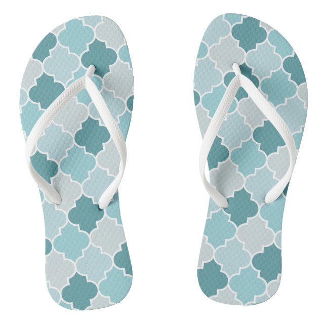 Blue Moroccan Trellis, Latticework, Quatrefoil Jandals (Footbed)