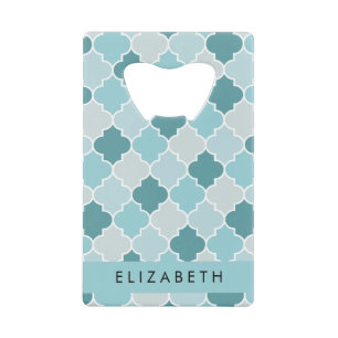 Blue Moroccan Trellis, Quatrefoil, Your Name