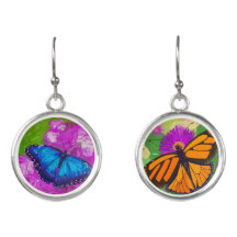 Blue Morpho and Monarch Butterfly Earrings