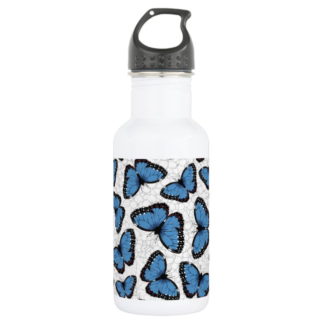 Blue morpho butterflies 532 ml water bottle (Front)