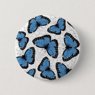 Blue morpho butterflies 6 cm round badge